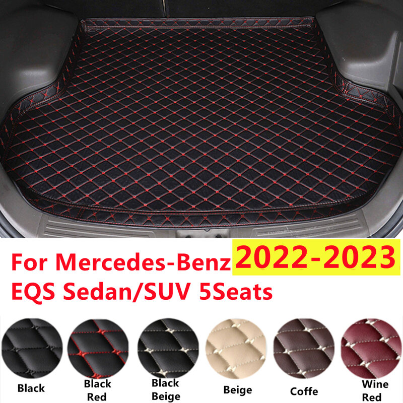 Sj Xpe Lederen Hoge Zijde Auto Kofferbak Mat Voor Mercedes-Benz Eqs 2023 2022 Auto Fittingen Cargo Voering Staart Laars Tapijt Waterdicht