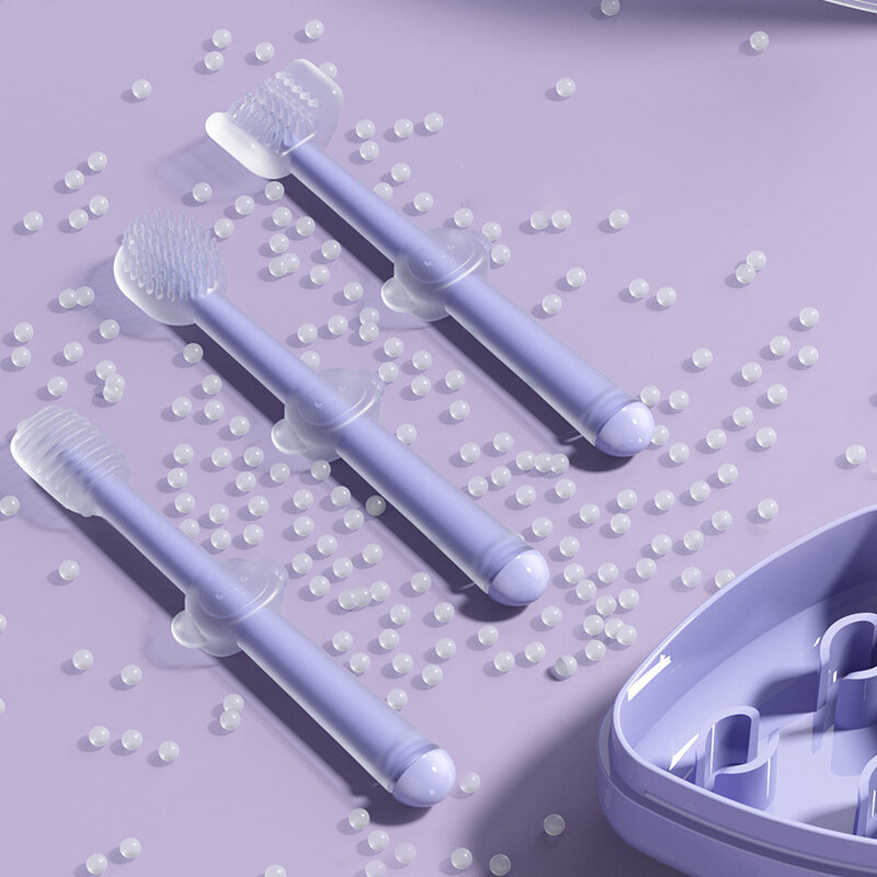 0-18 spazzola per lingua per bambini spazzola a forma di spazzolino da denti in Silicone spazzolino da denti deciduo per neonati rivestimento per lingua pulizia spazzolino da denti per bambini