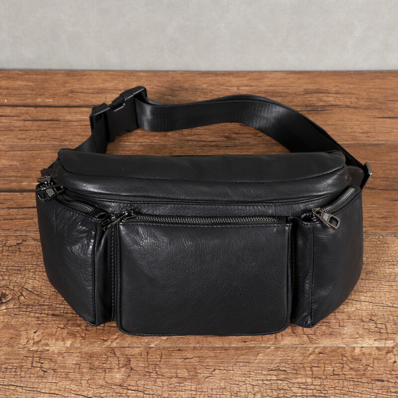 Original Leather Waist Pack Men Chest Bags Multifunction Men's Bag Shoulder Bags Genuine Leather Male Cross Body Waist Bag