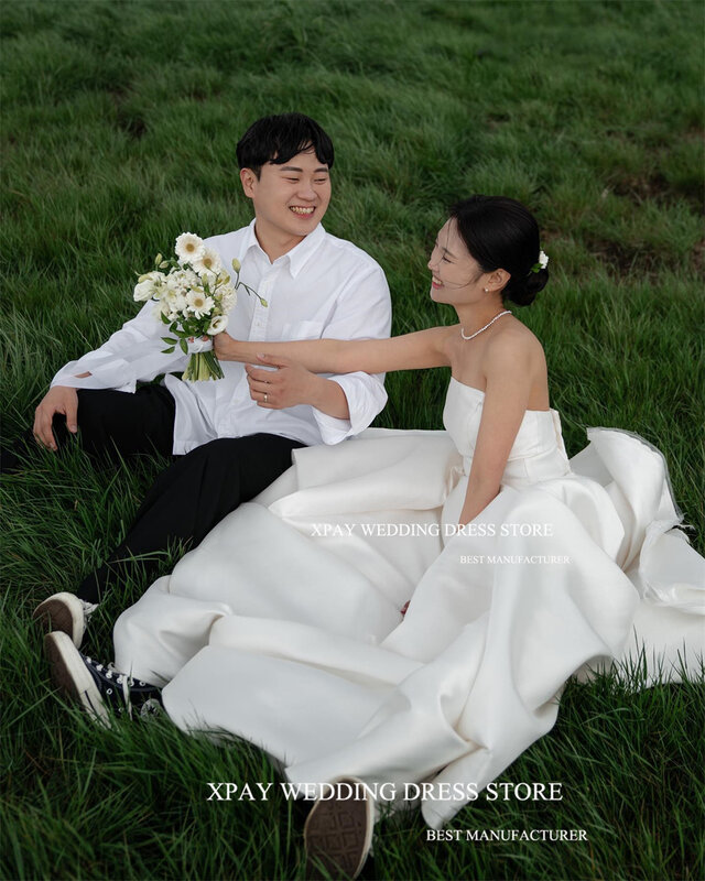XPAY-Robes de mariée sans bretelles élégantes pour femmes coréennes, robe de patients dos nu en fibre pour séance photo, taille personnalisée, quelle que soit la mariée