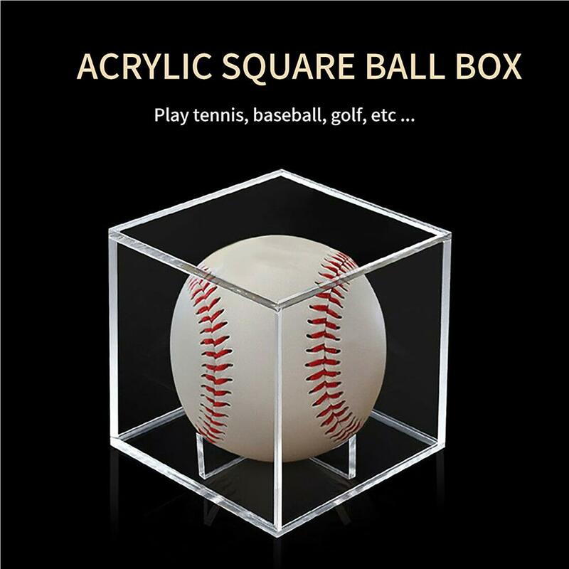 Custodia trasparente per pallina da Tennis da Golf scatola da Baseball in acrilico da 80mm con supporto per scatola di immagazzinaggio di Souvenir antipolvere