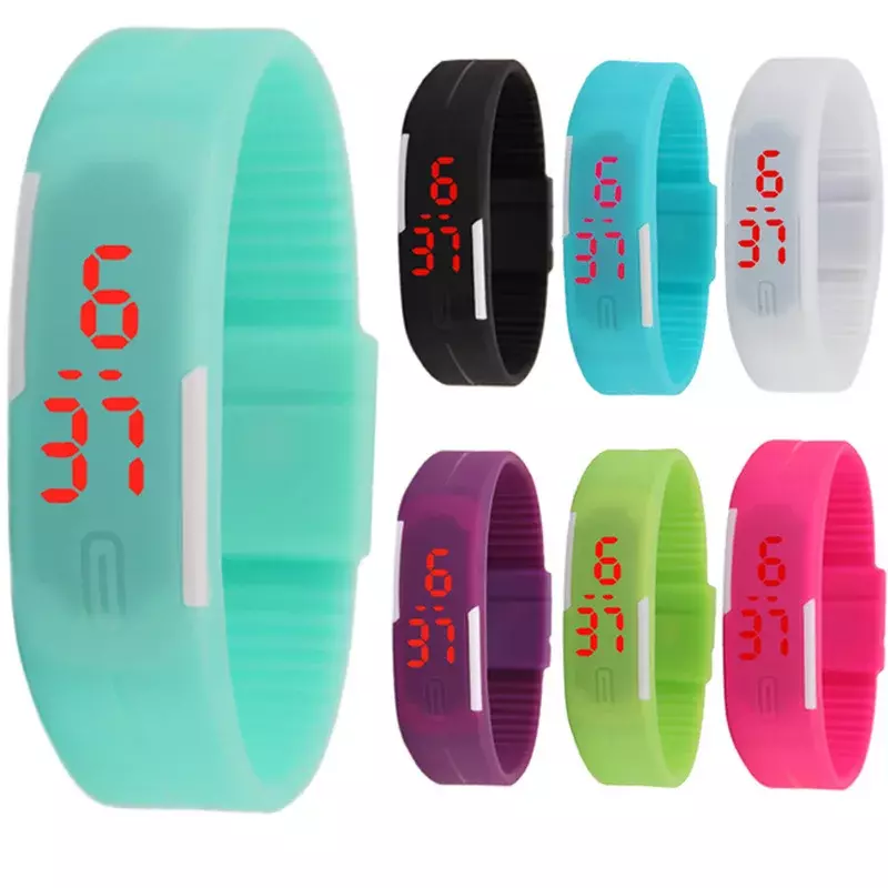 Disney Solid Color Watch Band LED Red Light Children's Electronic Watch Birthday gift school trendy watch