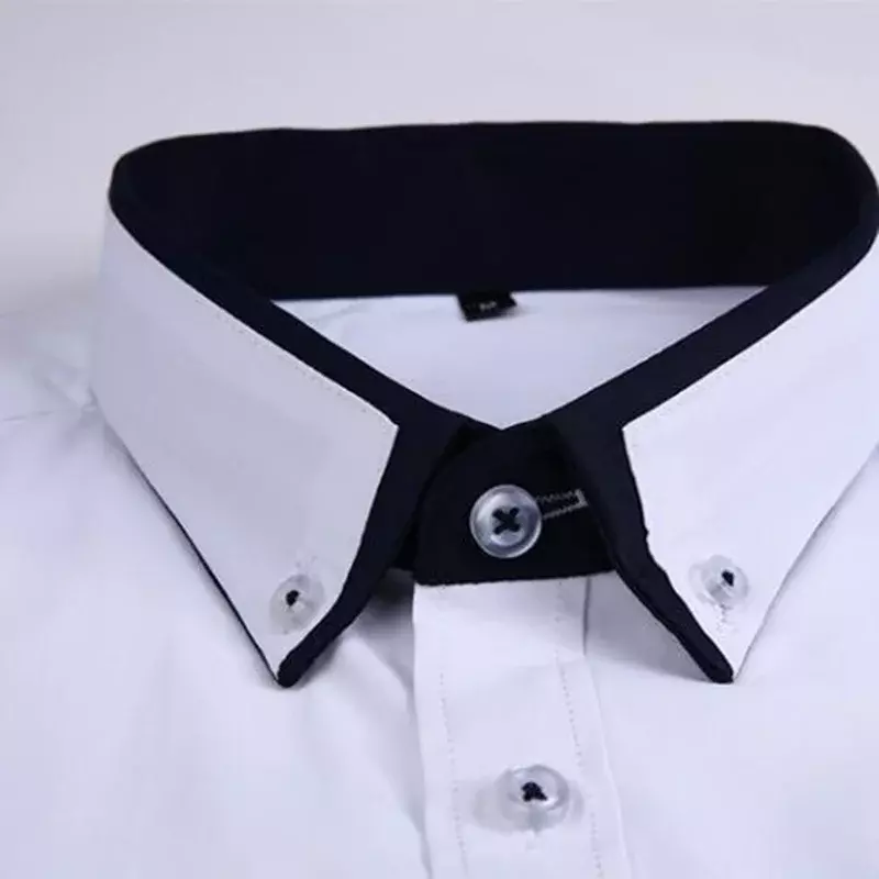 Рубашка мужская приталенная с длинным рукавом, деловая повседневная одежда, топ, черный/белый цвет, 8XL, весна-осень