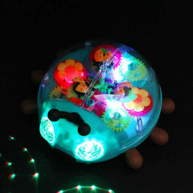 Brinquedo joaninha com luzes piscando, engrenagem dos desenhos animados, veículo multicolorido, presente de aniversário musical para crianças, meninos e meninas