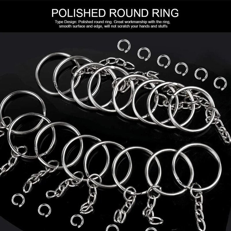 LLavero de Metal en blanco de 20/100 piezas, anillos divididos, cierre de langosta, colgante de acero inoxidable