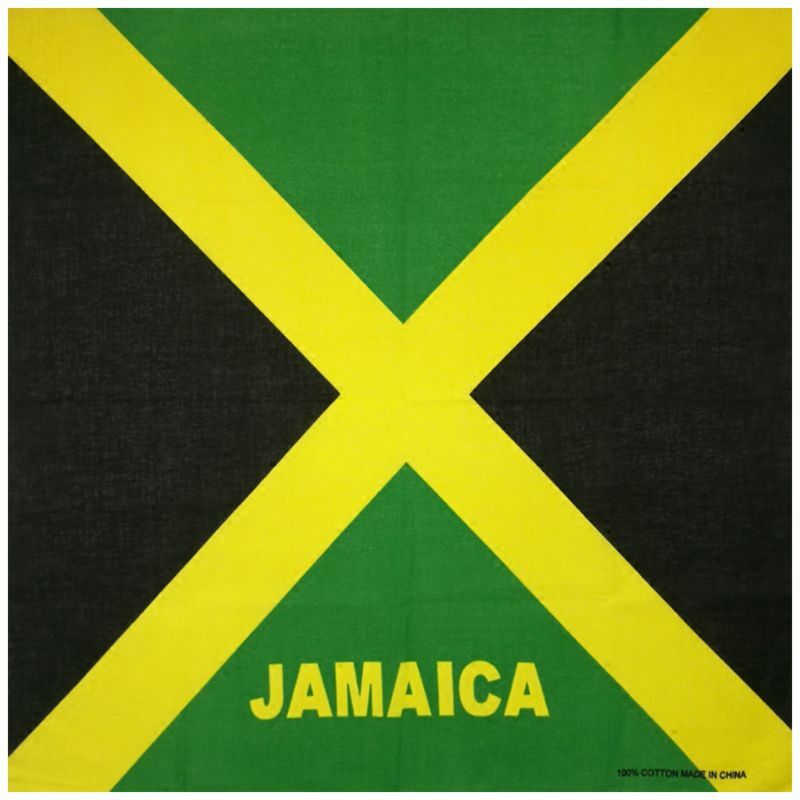ヒップホップコットン多目的バンダナスクエアスカーフジャマイカ国旗プリント愛国ヘッドバンドラップハンカチ女性男性用