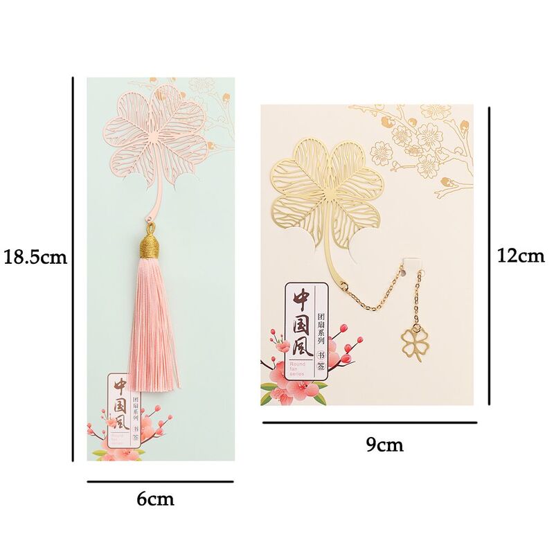 Segnalibro in metallo da 1 pezzo stile cinese creativo foglia vena oro rosa foglia d'acero cava con frange foglia di albicocca segnalibro regali