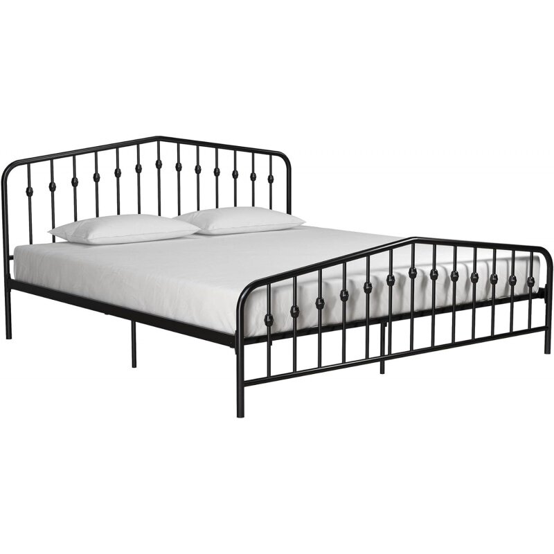 Design moderno Bushwick metal cama, cama preta, king size