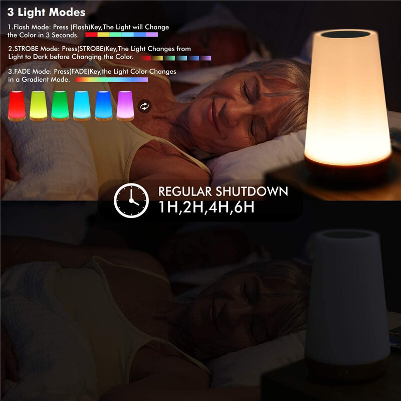 مصباح السرير المحمول مع تغيير 13 لون ، مع جهاز التحكم عن بعد rgb ، لمسة ، usb قابلة للشحن ، لجدول
