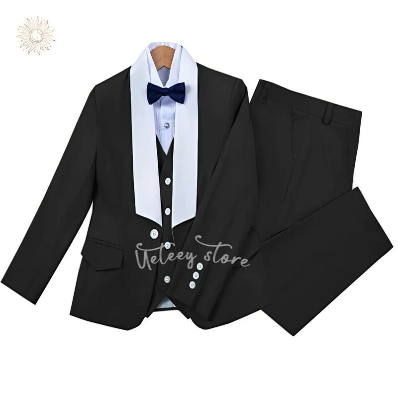 Kamizelka, spodnie, marynarka dla chłopców w wielu kolorach, 3-częściowa dopasowana odzież komplet garniturów na na imprezę bal ślubne