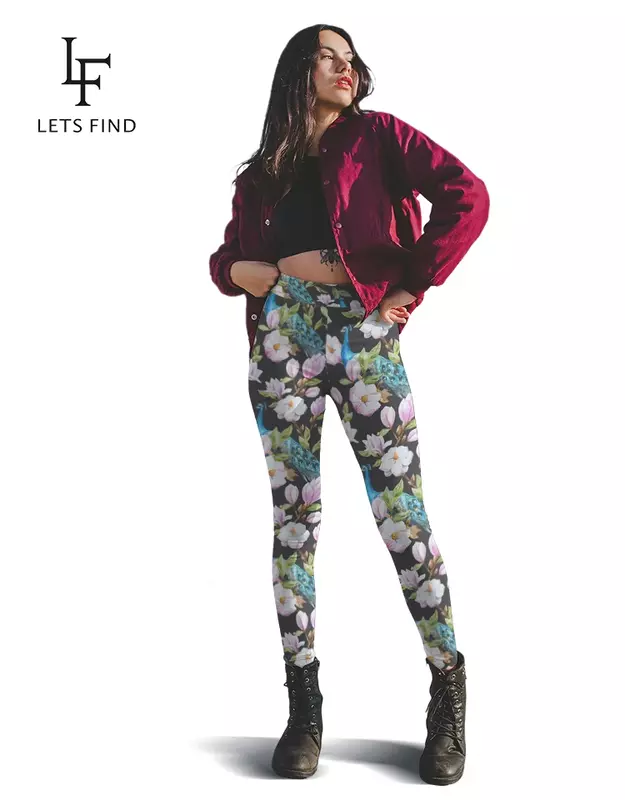 Letsfind 3d flores imprimir leggings mulheres de cintura alta elástico leite seda impressão macio treino fitness leggings