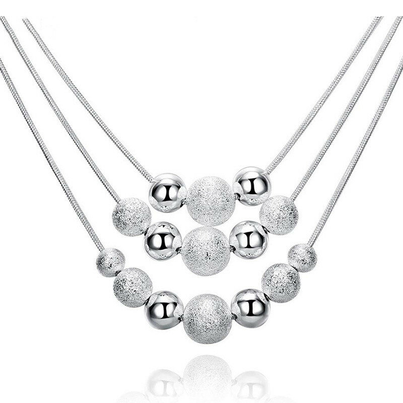URBABY collana con orecchini pendenti con perline smerigliate da 18 pollici in argento Sterling 925 per Set di gioielli moda donna regalo di nozze