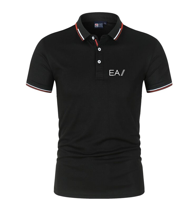 Men's fashionable and casual Polo top, suitable for all seasons, with a contrasting collar design. Breathable quick drying short