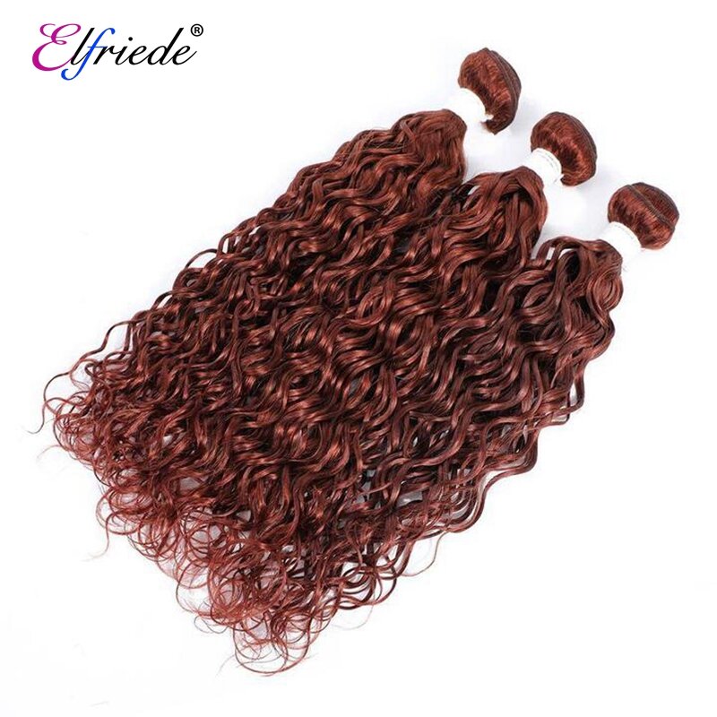 Elfriede #33 bundel rambut berwarna gelombang air cokelat gelap dengan penutup rambut manusia Remy Brasil 3 bundel dengan penutup renda 4x4
