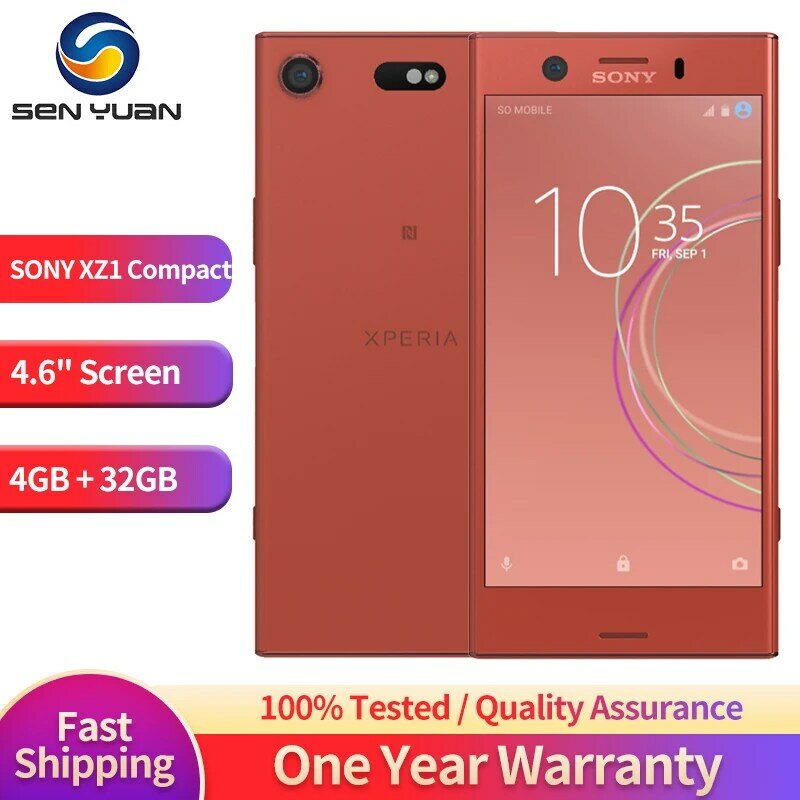 Oryginalny Sony Xperia XZ1 Compact G8441 SO-02K 4G telefon komórkowy 4.6 "4GB RAM 32GB ROM Snapdragon 835 okta-Core Android telefon komórkowy
