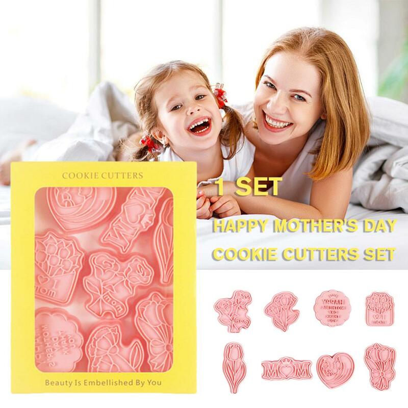 3d Cookie Bakvorm Pers Type Koekjesafdichting Happy Mother 'S Stamp Cake Biscuit Decoreren Tools Bakken Fondant Accessoires L4a1