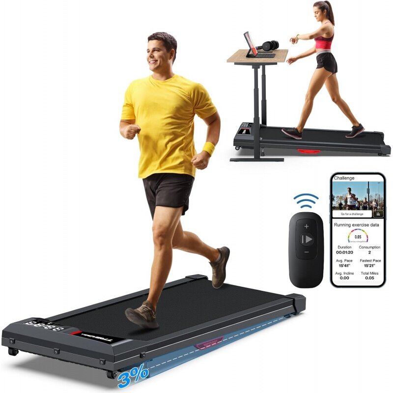 Walking Pad Treadmill with Incline: [Voice Controlled] Smart Under Desk Treadmill Compatible with ZWIFT KINOMAP WELLFIT App, 2.5