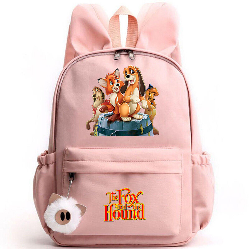 Disney-Mochila de zorro y sabueso para niñas, niños y adolescentes, mochilas escolares informales, mochilas de viaje