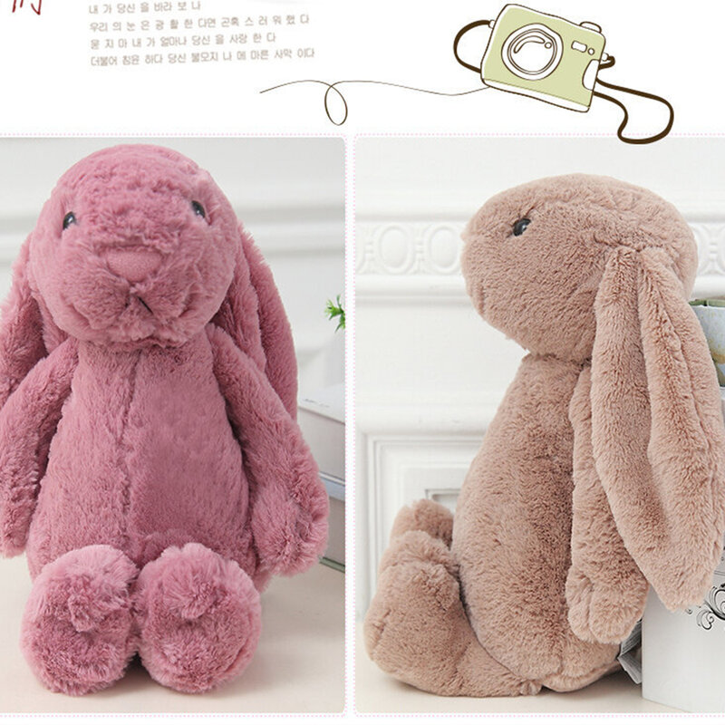 Personalized Customization Of Shy Bunny Cute Plush Toys, Pink Exquisite Rabbit Embroidery Name, Holiday Gift Doll