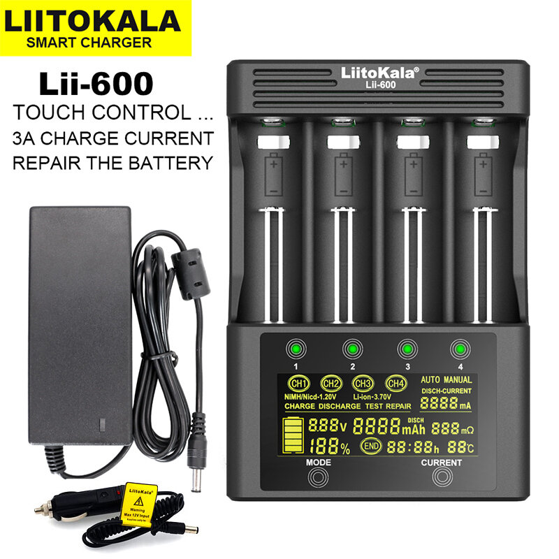LiitoKala-carregador de bateria para bateria de lítio NiMH, Lii-PD4, Lii-S8, Lii500s, Lii600, 18650, 26650, 21700, 18350, AA, AAA, 3.7V, 3.2V, 1.2V