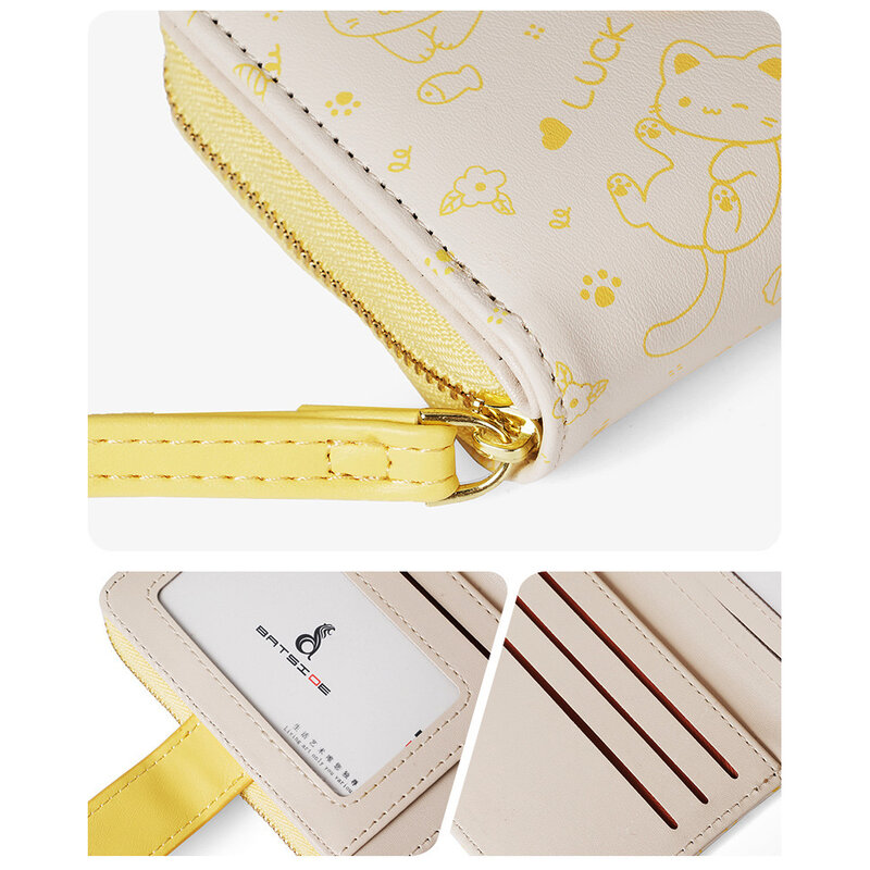 Japanische süße Katze Mädchen Brieftasche kurze Student ID/Bankkarte halter Geld Tasche Reiß verschluss Brieftaschen für Frauen Schlüssel Aufbewahrung Geldbörse