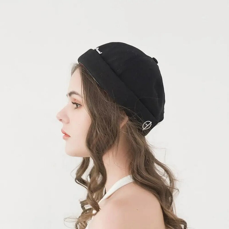 Berretto Docker in cotone con stampa di lettere alla moda tinta unita indossare cappelli Beanie per tutte le stagioni cappelli Hip Hop senza tesa Street Style Unisex