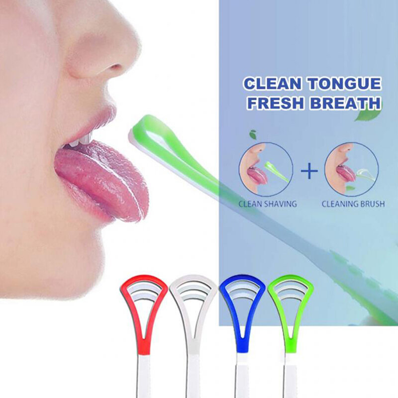 Língua raspador escova de plástico língua limpador mau hálito remoção oral cuidados cor aleatória