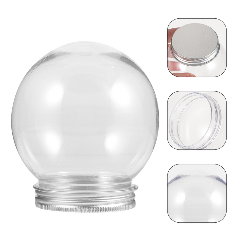 Snowball plástico transparente com tampa de rosca, lâmpada de água vazia, DIY, 300ml, 10pcs