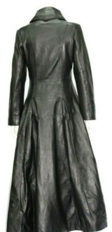 Robe longue en cuir véritable pour femmes, Trench-coat, manteaux et vestes