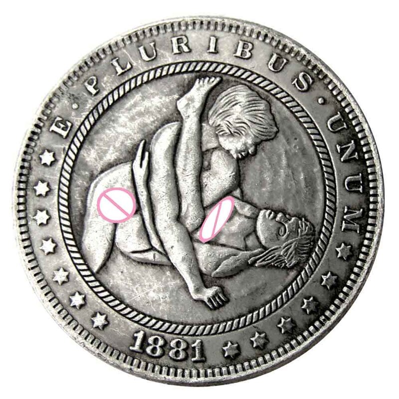 Romantic Hugging Love Nightclub One-Dollar Art Couple Coins Pocket Decision Coin Commemorative Good Luck Coin+Gift Bag