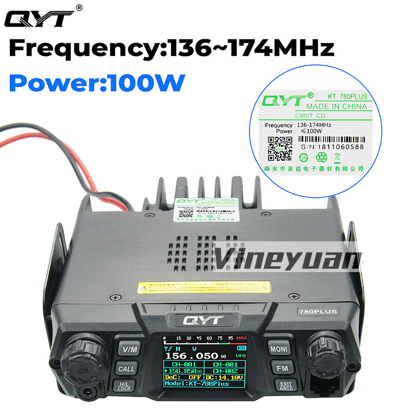 QYT KT-780 Plus 100 watów bardzo wysokie moc VHF136-174mhz Radio samochodowe/przenośna radiostacja KT780 256channels daleki zasięg komunikacji