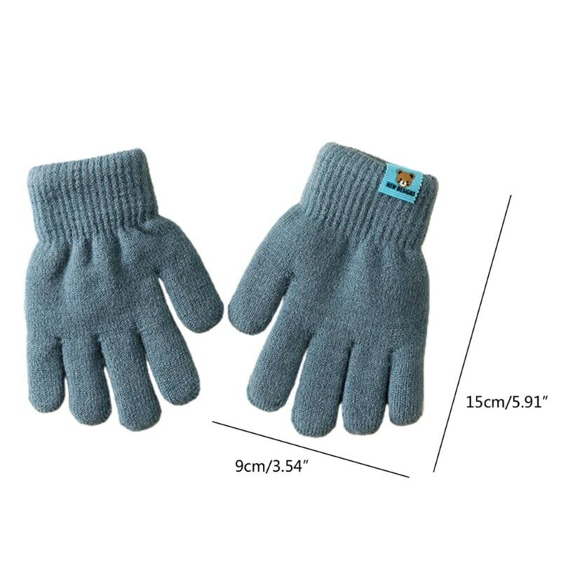 Warm Winter Gloves for Children Double-Layered Handwear with Five Finger Design Comfortable Children Gloves for Kids
