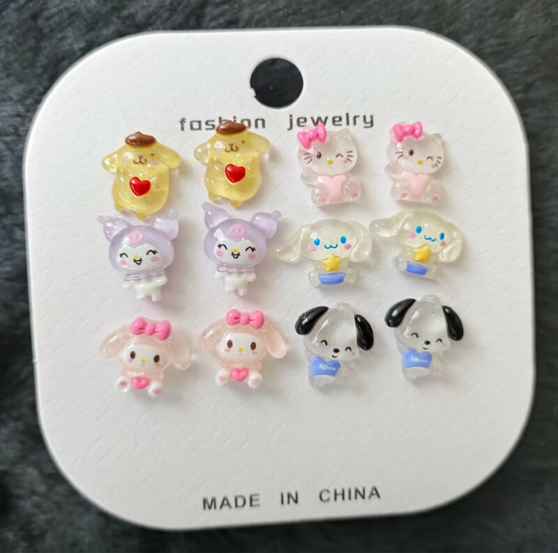 Sanrioed Cartoon biżuteria do paznokci Charms zestaw Kawaii Hello Kitty Kuromi paznokci Rhinestone klejnoty do Manicure DIY rzemiosło