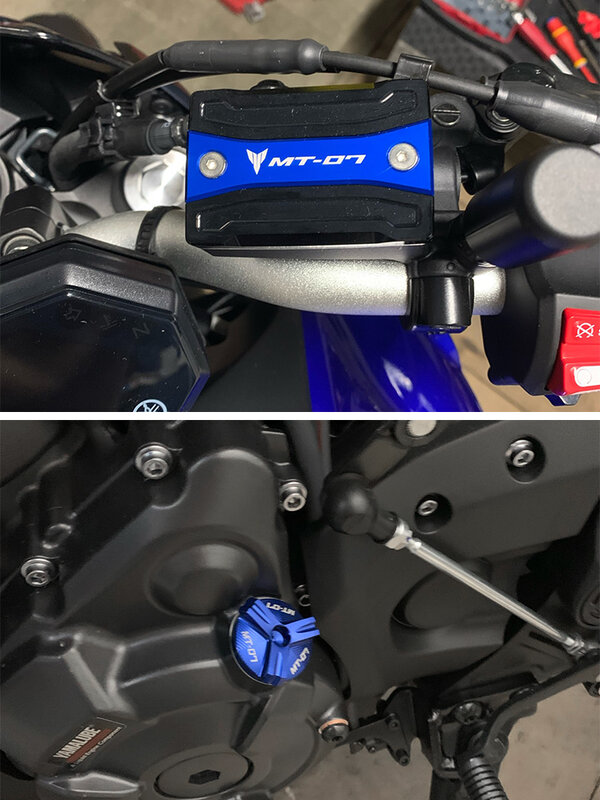 Couvercle de réservoir de frein avant et arrière de moto, bouchon d'huile moteur, accessoires pour Yamaha MT07, 2021, 2022, FZ07, 2014-2023, 2019
