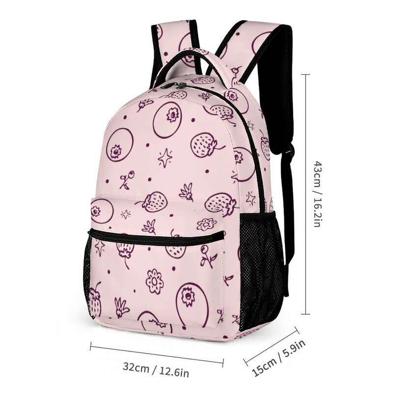Kotak pensil perempuan pola kustom tas sekolah motif sederhana merah muda ransel tempat pensil kapasitas besar tas perjalanan santai