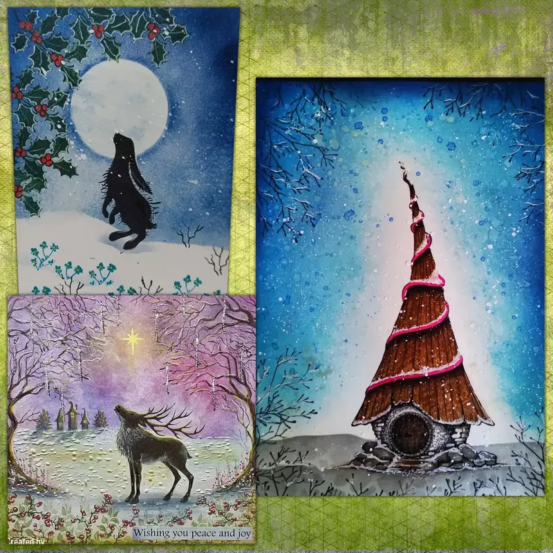 Árvore de Natal Animal coleção selos claros, estêncil, Scrapbook, Decoração do diário, Embossing, Cut Die Template, DIY Make Card, 2023