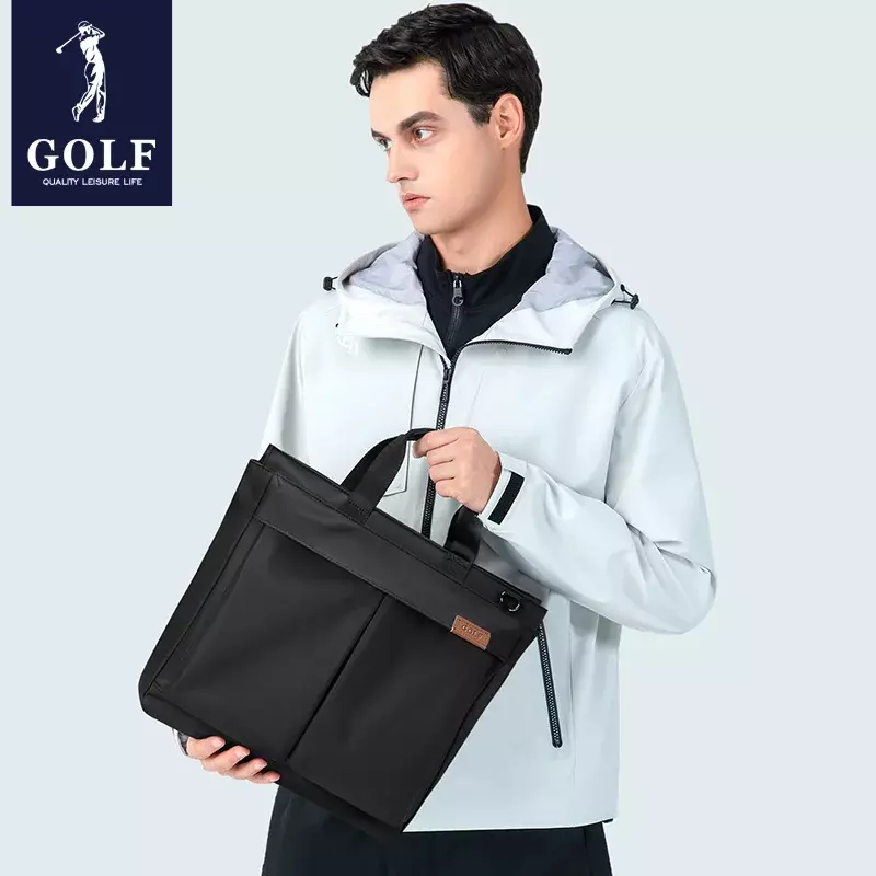GOLF Briefcase Business Men Bags Large Capacity Black Office Handbag with Handle Leather Messenger Shoulder Bag 15 Inch Laptop