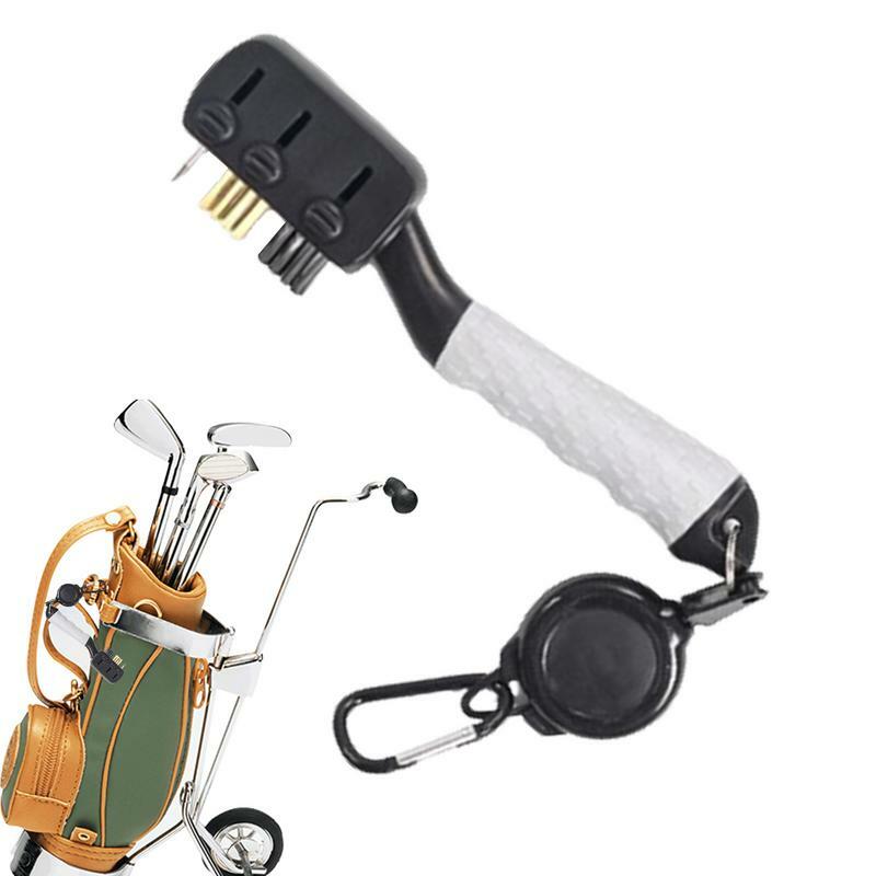 Golf Groove Cleaner Multifunctional Golf Groove Cleaning Brush Golf Club Groove Scrub Handy Golf Tool With Carabiner Clip