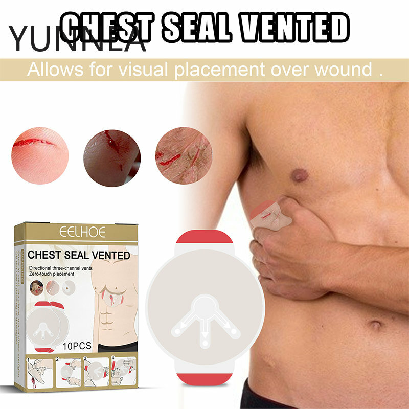 10Pcs ความปลอดภัย Survival ฉุกเฉิน Trauma สติกเกอร์ Chest Seal Medical Chest Seal Vented เครื่องมือฉุกเฉิน Patch เครื่องมือกลางแจ้ง Survival ความปลอดภัย