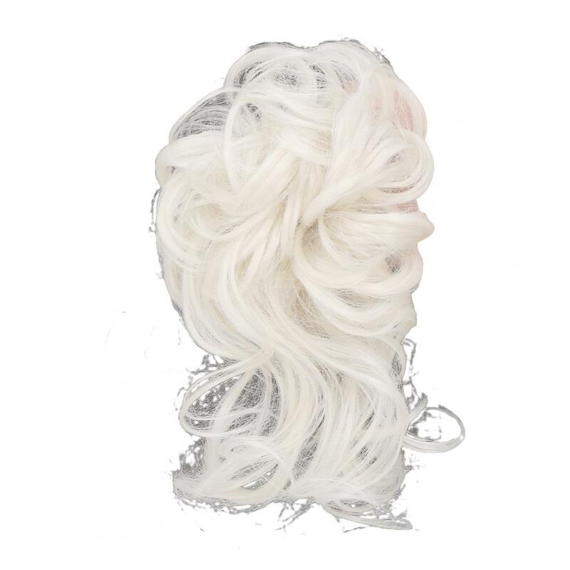 Hair Wig High-Resilience Elastic Band Easy Care Anti-slip Breathable Dress Up Natural Look Heat-friendly Chignon Wig for Party