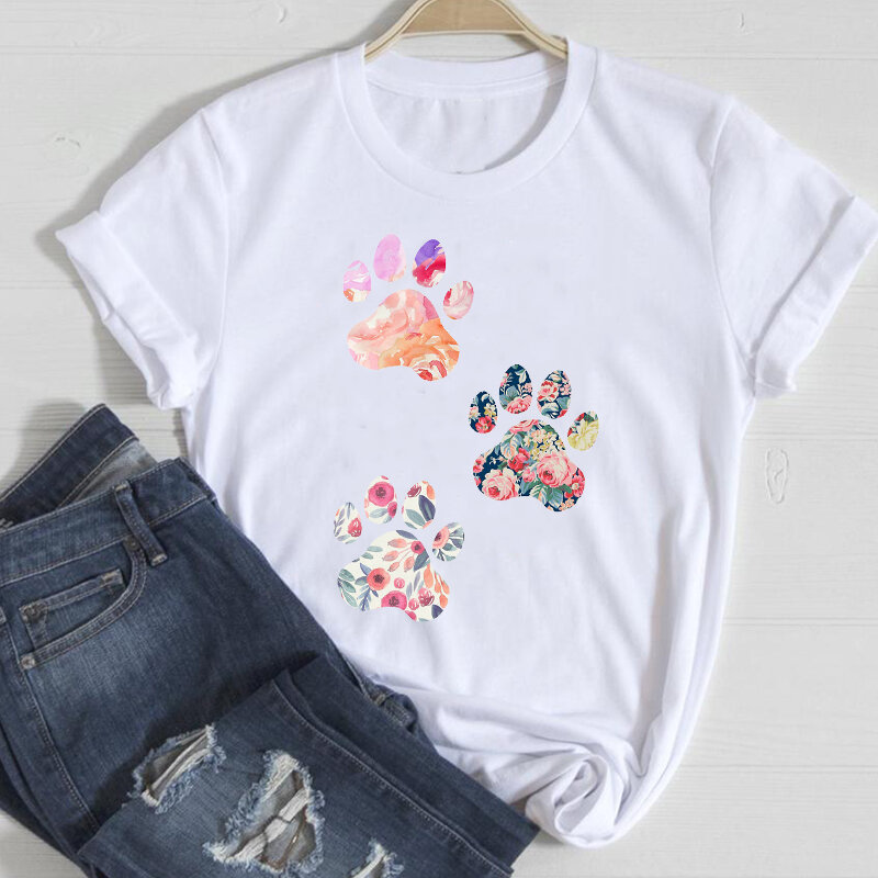 T-Shirt femme, estival et élégant, imprimé lapin, fleur douce, années 90, mode printemps-été
