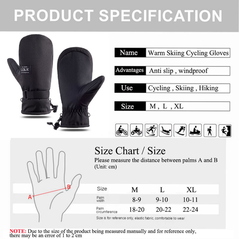Winter Skiing Gloves Touch Screen Warm Gloves Camping Outdoor Sports Non-slip Gloves Hiking Windproof Cycling Gloves Men Women