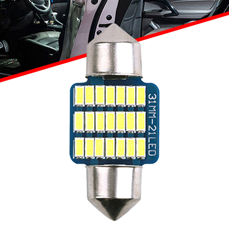 1PCS Super Bright LED Bulb Double Tip 21SMD 31mm Work Light Reading Dome Light Auto Lamp Car Interior Accessories