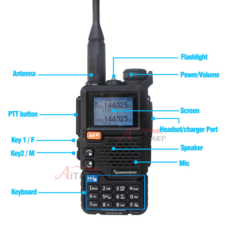 Quansheng-walkie-talkie UV-5R PLUS, Radio de 2 vías de doble banda de largo alcance, 5W, alta potencia, 2200mAh, portátil, 200 canales, nuevo