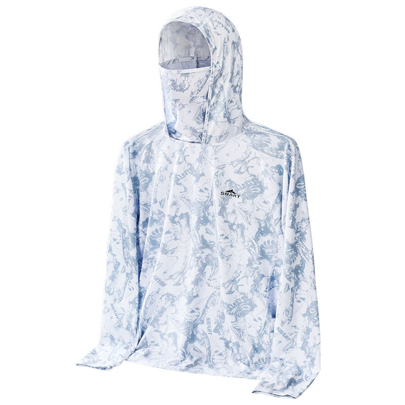 Terno de proteção solar para homens, jaqueta respirável de secagem rápida, roupa de pesca com capuz, máscara de proteção solar, verão 2024