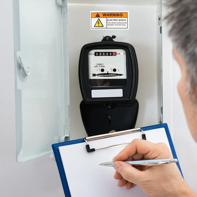 Pegatinas de 4 piezas, señal de descarga eléctrica, precaución, etiquetas de Panel de alto voltaje con advertencia de electricidad
