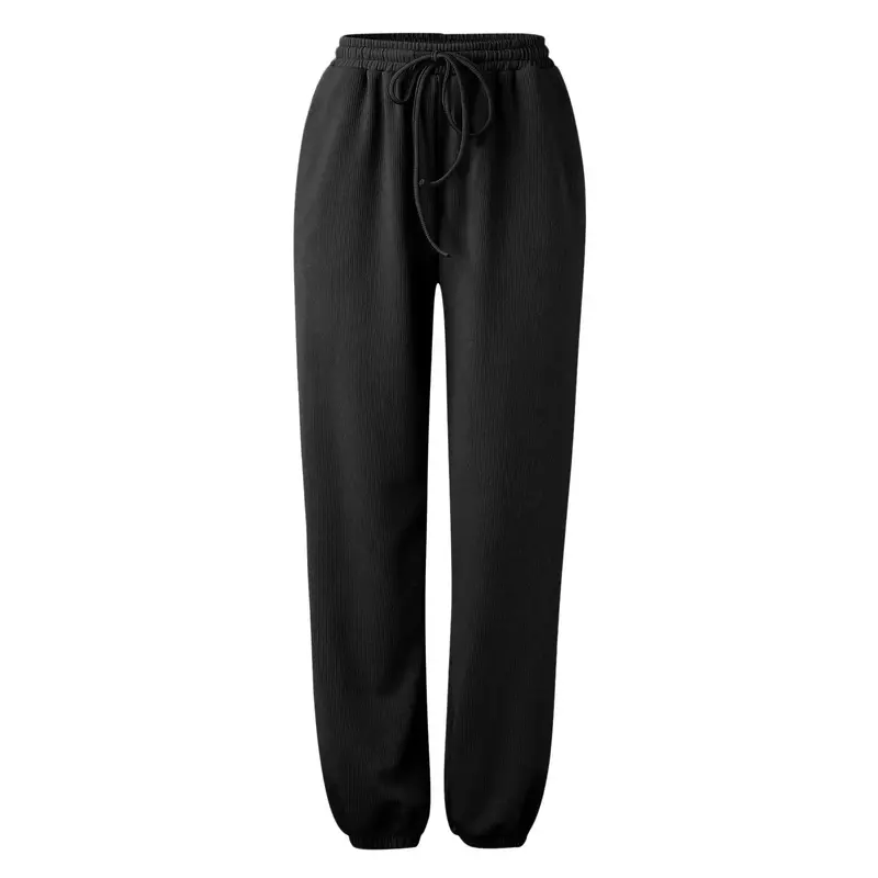 Pantalones sueltos con cordones y bolsillos para mujer, moda informal, pies atados