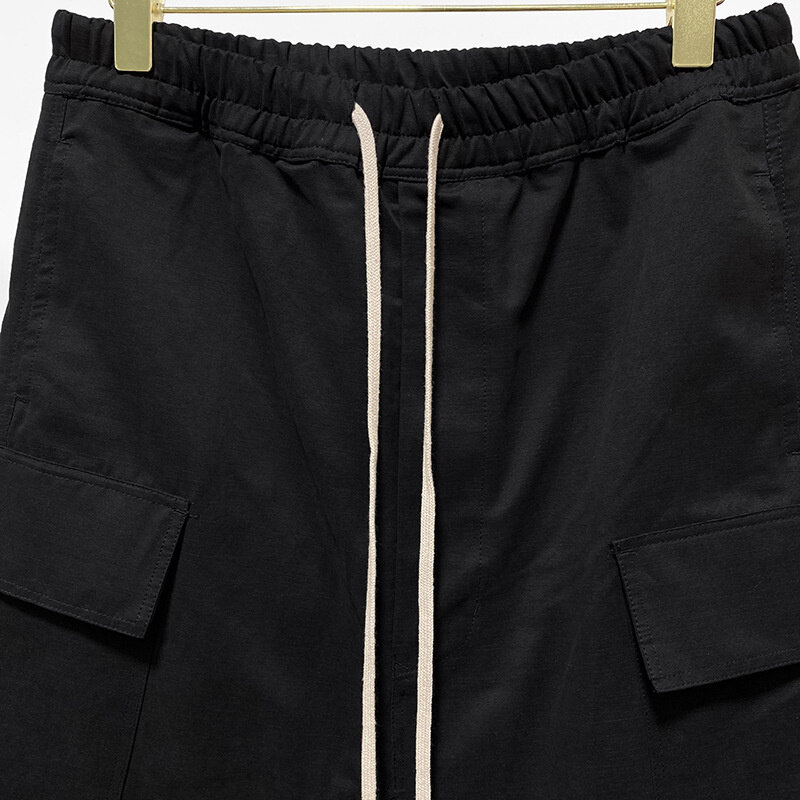 Pantalones Cargo Rick para hombre, pantalón informal holgado con cordón y bolsillo grande, 2023