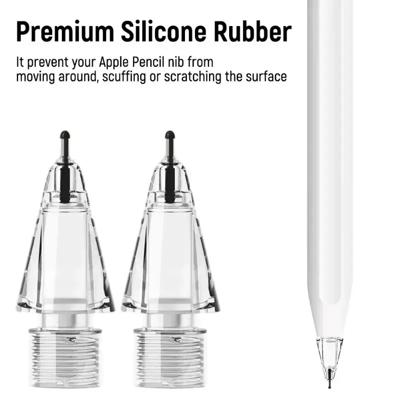 1/4 Stuks Siliconen Pencile Tips Voor Appelpotlood 1/2 Slijtvaste Vervangende Stylus Pen Tip Voor Ipencil 1/2 4b 2b Mute Reservepunt
