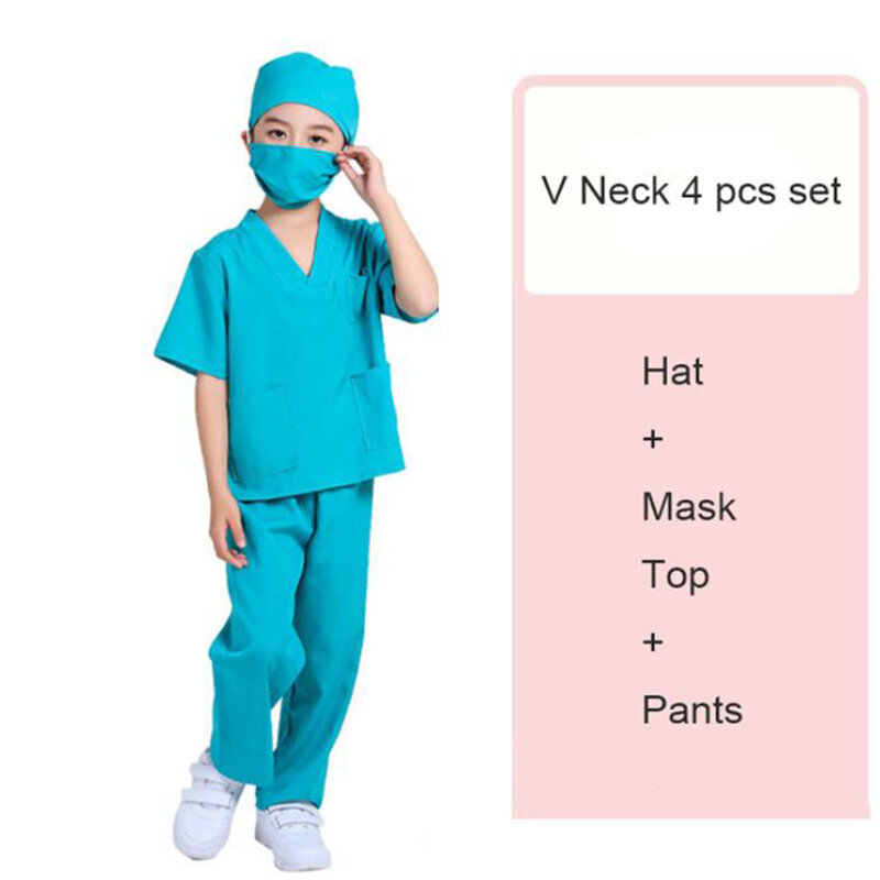 Dzieci chirurgiczne jednolite dzieci lekarz pielęgniarka koszula do pracy spodnie płaszcz garnitur chłopcy dziewczęta Cosplay kostiumy Halloween Party urodziny prezent
